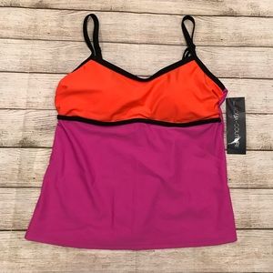 NWT Aqua Couture Tankini Swim Top Size L